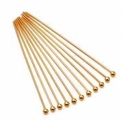 Perlestave m/ kugle. 18k forgyldt. Grade A. 50 mm. 10 stk.